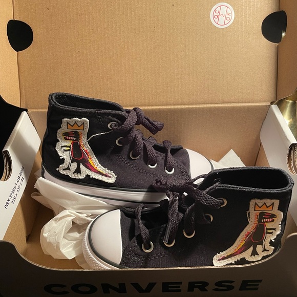 New Converse x Basquiat Chuck Taylor All Star Hi Top Black "Dino" Sneaker - Picture 10 of 11